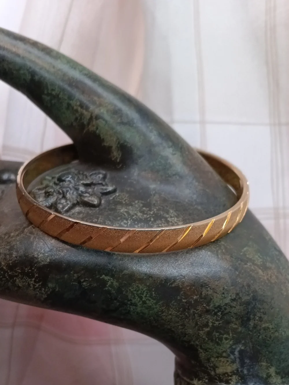Monet Gold-Tone Diagonal Textured Bangle